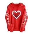 thumbnail image 1 of Heart Valentine Hoodies for Women Long Sleeve Graphic Cute Valentines Day Sweatshirt Holiday Casual Fall Spring Hoodie, XL Red, 1 of 5