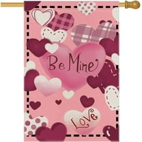 Heart Valentines Day 28x40 Double Sided Be Mine Pink Love Yard Flag for Outside Romantic Outdoor Valentine Decorations Clearance 22-28