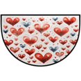 Heart Valentines Happy Half Round Door Mat NonSlip Mat Indoor