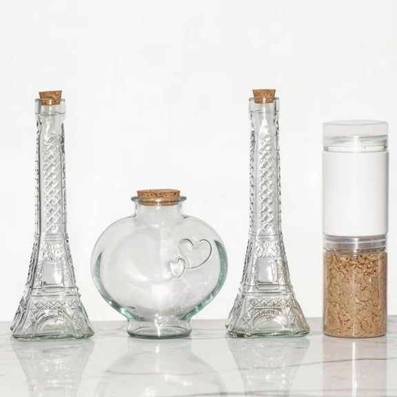 Heart Vase Unity Sand Ceremony Set Brown & White 3 Piece