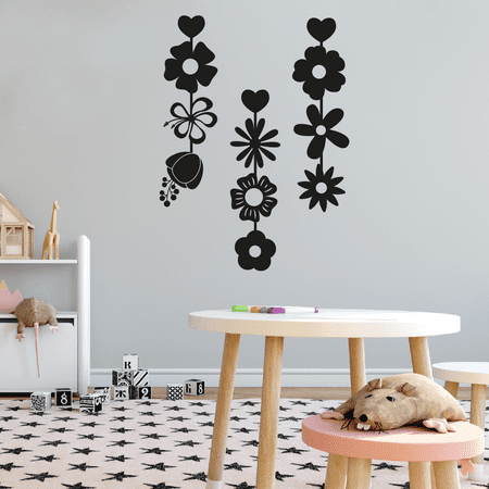 Heart Vine Hearts Flower Garden Flowers Floral Spring Silhouette Vinyl Design Wall Sticker Wall Art Wall Decal Boy Girl Kid Room Bedroom Gardener Home Decor Stickers Decoration Size (20x18 inch)