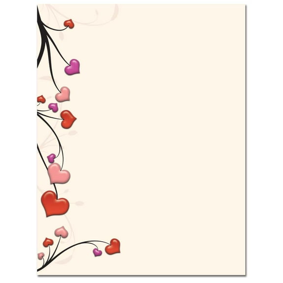 Heart Vines Letterhead Printer Paper, 80 Sheets per Pack, The Image Shop