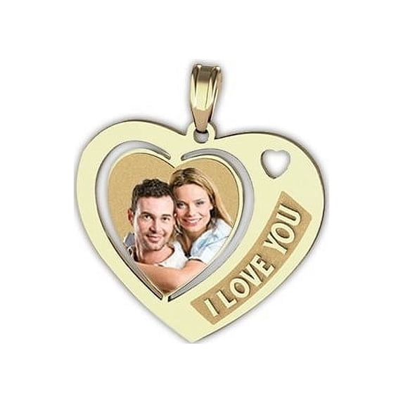 Heart W/ "I Love You" Etched - 1-1/4 Inch X 1-1/4 Inch - Solid 14K Rose Gold