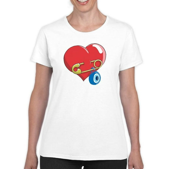 Heart W Nazar Eye T-Shirt Women -Engin Selcuk Designs, Female x-Large