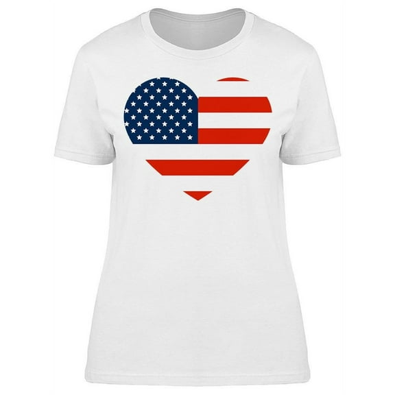 Heart W/Usa Flag Design T-Shirt Women -Image by Shutterstock, Female Medium