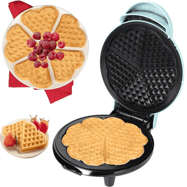 Heart Waffle Maker - Make 5 Heart Shaped Waffles for Special Morning Breakfast- Nonstick Baker Easy Cleanup, Electric Waffler Griddle Iron w Adjustable Browning Control- Kitchen Essential Must Have