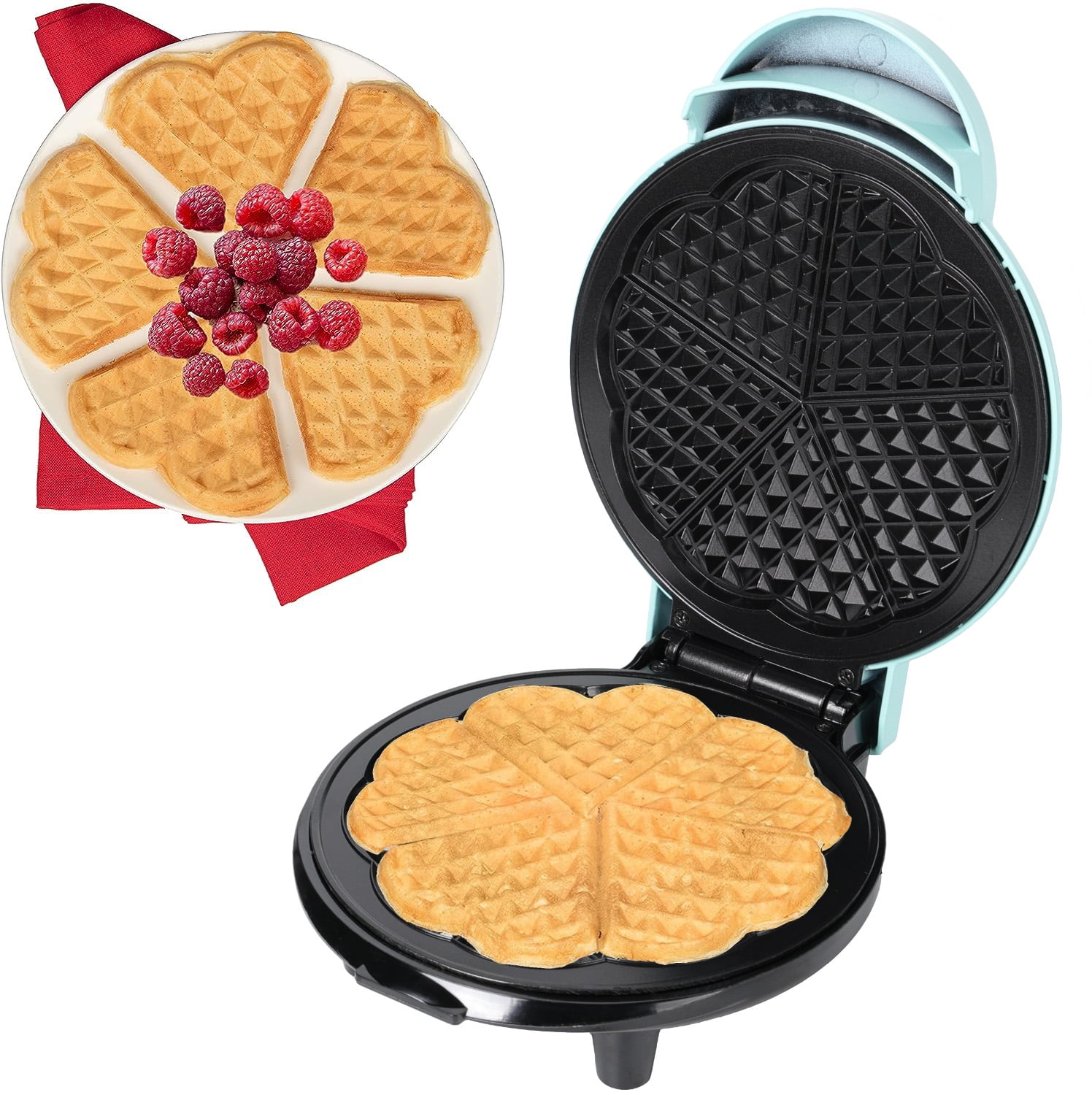Multi Mini Heart Shaped Waffle Maker: Six Mini Waffles, Perfect for  Families, Du