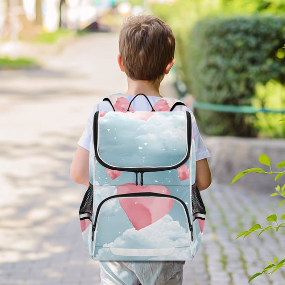 Heart Wallpaper Clouds Backpack Big Laptop Backpack Casual Daypack Quilted Large Capacity Large Bookbags