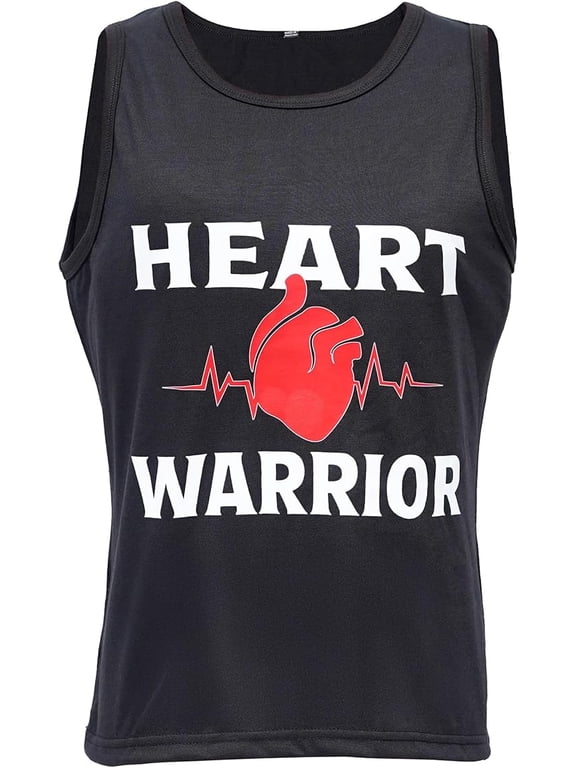 Heart Warrior Women’s Black LVAD Tank Top – 100% Cotton Sleeveless Shirt with Bold Print, Durable Breathable Activewear