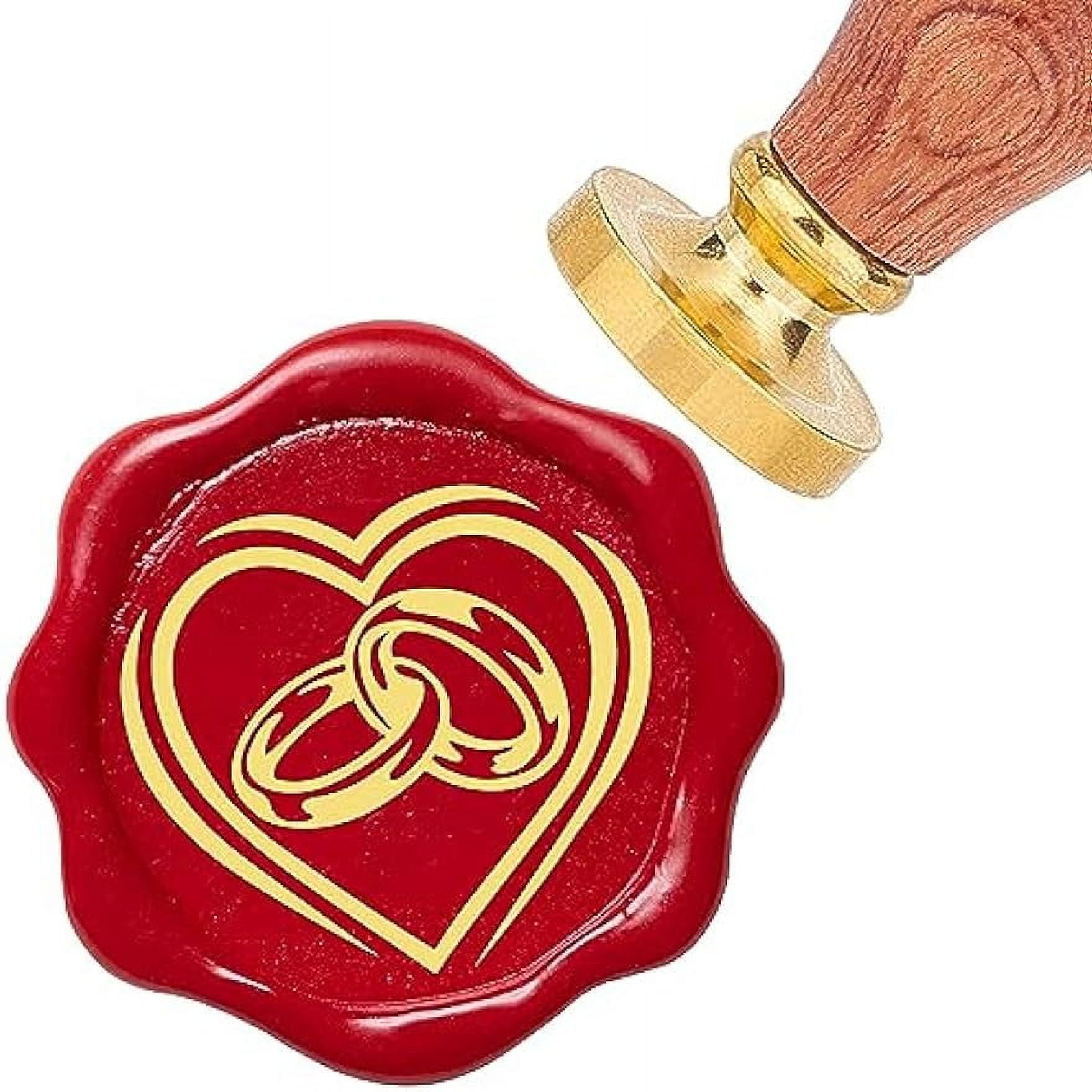 Heart Wax Seal Stamp 25mm Ring Sealing Wax Stamps Retro Rosewood Handle