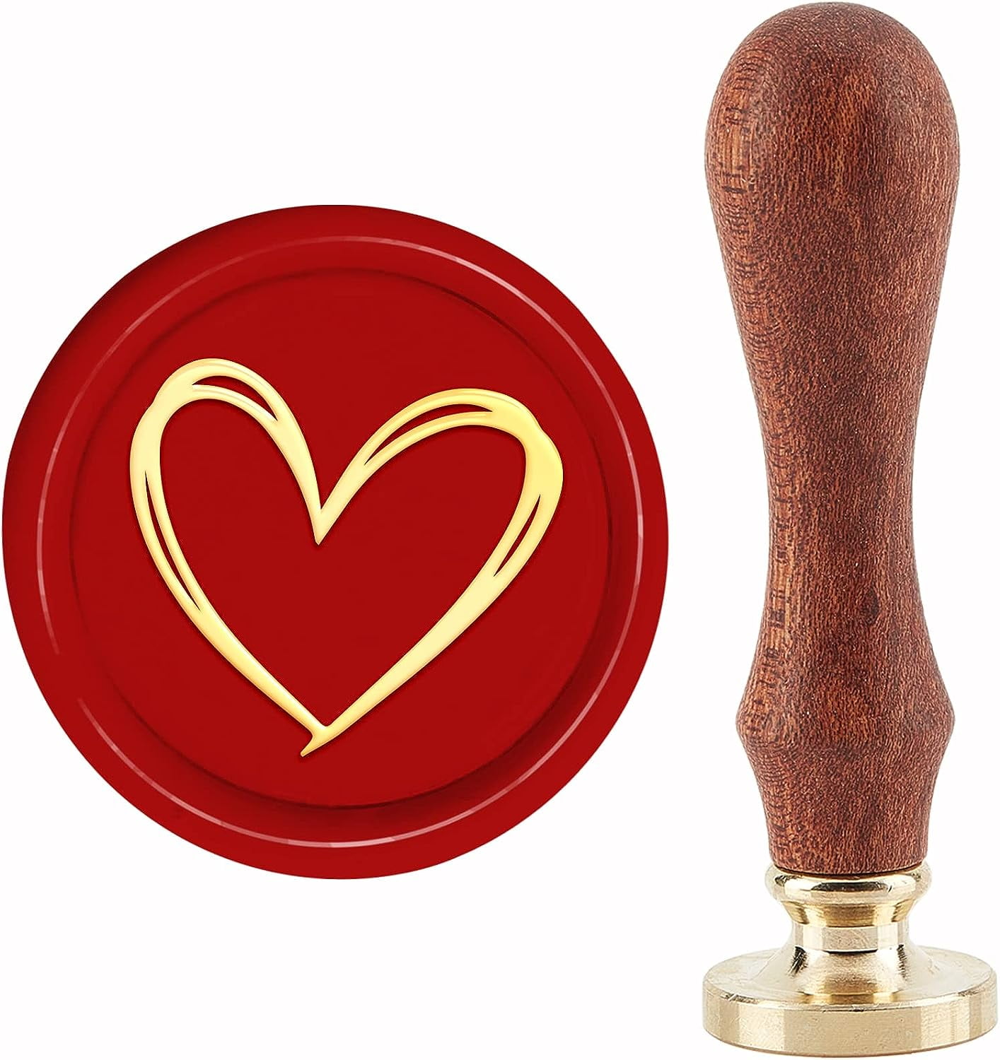 15mm 3D Deep Relief Pattern Heart Wax Seal Stamp with Wooden Hilt / Wedding  Wax Seal Stamp