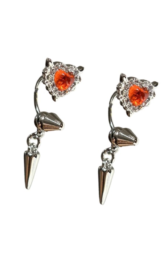 Heart Wing Ear Bone Nails Sparkling Rhinestones Cartilage Studs Earrings Handmade Ear Jewelry For Women Daily Wear