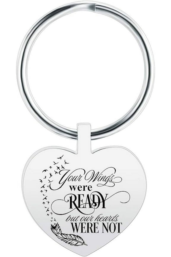 Heart Wings Cremation Urn Keychain Keepsake Stainless Steel Memorial Ashes Keyring Cremation Keychain for Ashes - Your Wings were Ready