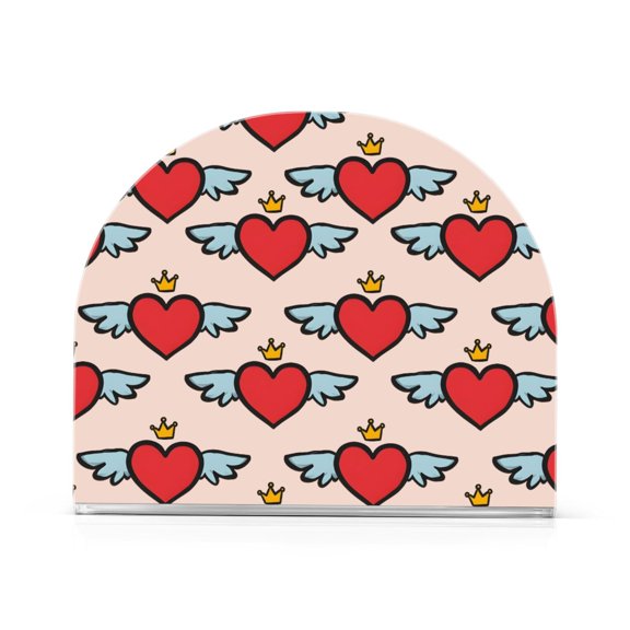 Heart Wings Crown Pattern Napkin Holder Acrylic Napkin Dispenser Clear Modern Tabletop for Kitchen Counter