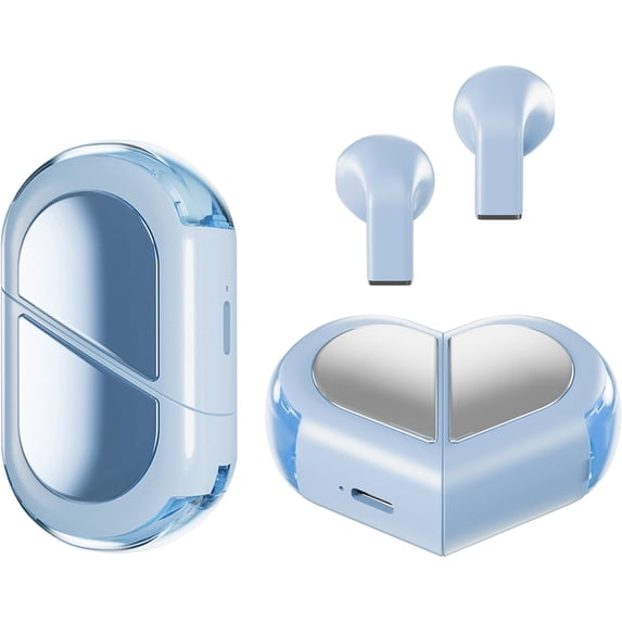 Heart Wireless Earbuds for Girls Kids, Cute Mini Tiny Small Invisible Earbuds Wireless Bluetooth for Small Ears Canals Women Rose Gold Kawai Blue Tooth Ear Buds for iPhone Android