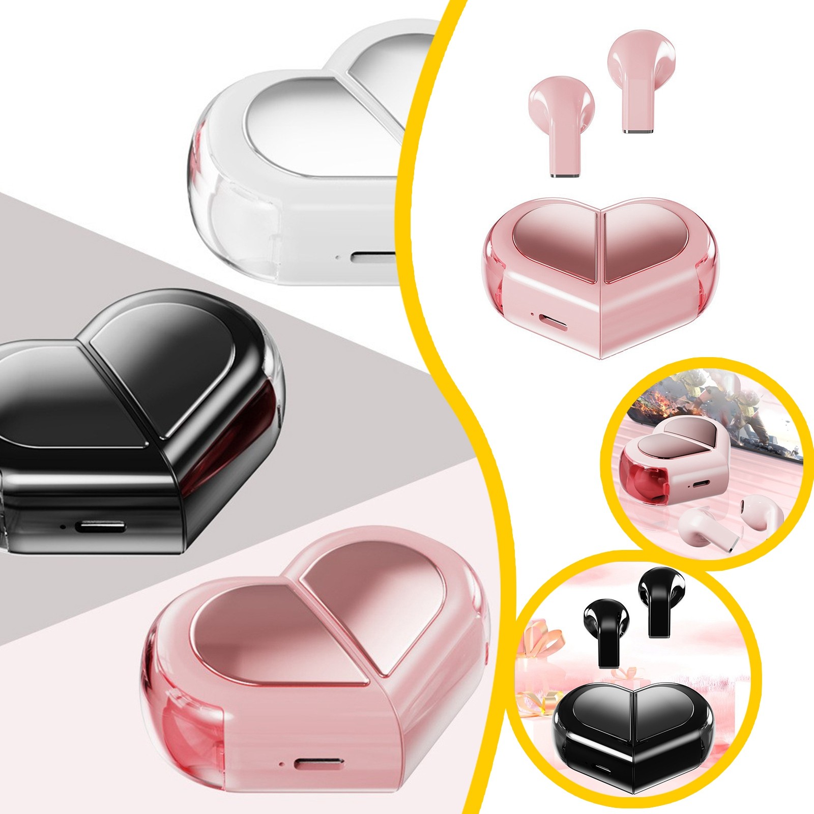 Heart Wireless Earbuds For Girls Kids Cute Small Mini Tiny Invisible Heart Wireless Earbuds For Girls Kids Cute Small Mini Tiny Invisible