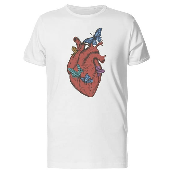 Heart With Crystals & Butterfly T-Shirt Men -Image by Shutterstock, Male Large