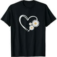 thumbnail image 1 of Heart With Daisy Flowers, Daisies With Heart Outline T-Shirt, 1 of 4