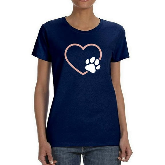 Heart With Paw Shaped T-Shirt Women -Smartprints Designs, Female Medium