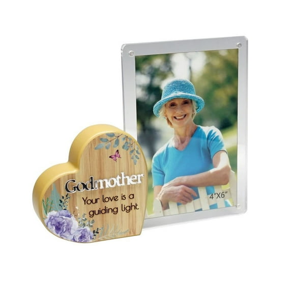 Heart With Text And Clear Photo Frame- Godmother Photo Frame