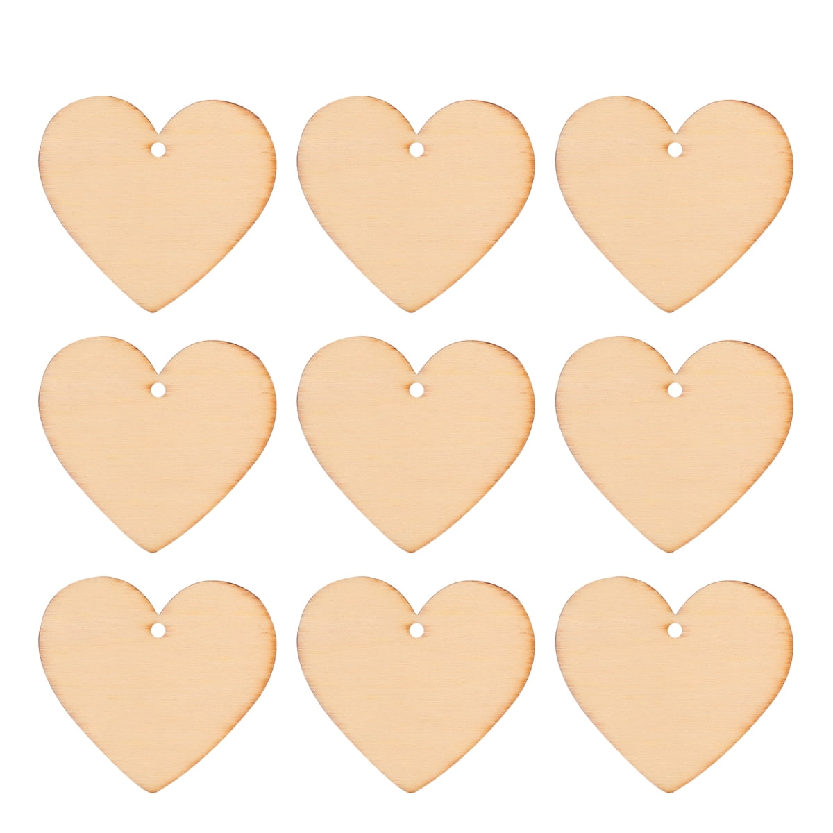 100pcs 1.5 Wooden Hearts for Crafts, Small Wood Hearts Cutout Slices, DIY Unfinished Wooden Ornaments Embellishments, Heart Sign Tag for