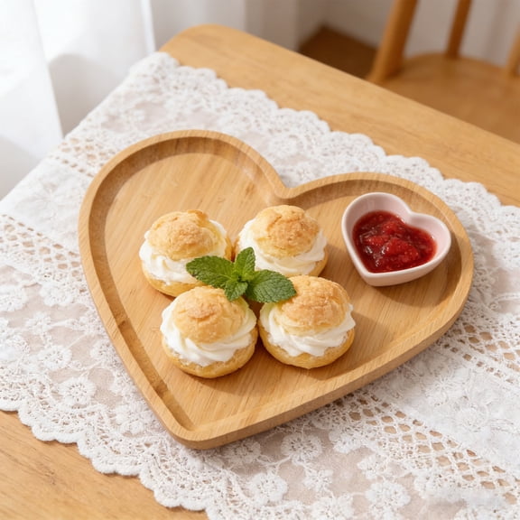 Heart Wooden Serving Tray Heart Shaped Cheese Trays Side Dish Food Board Serving Decorative Platter Food Board Fruit Plate Cake Tray for Valentine's Day Mother Day Snack Candy Food Fruit Decor