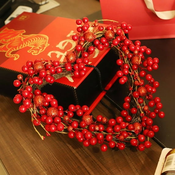 Heart Wreath, Artificial Wreath, 13.8" Red Heart Wreath for Front Door, Wooden Rose Wreath for Wedding Decor, Romantic Valentine's Day Door Hanging Garland