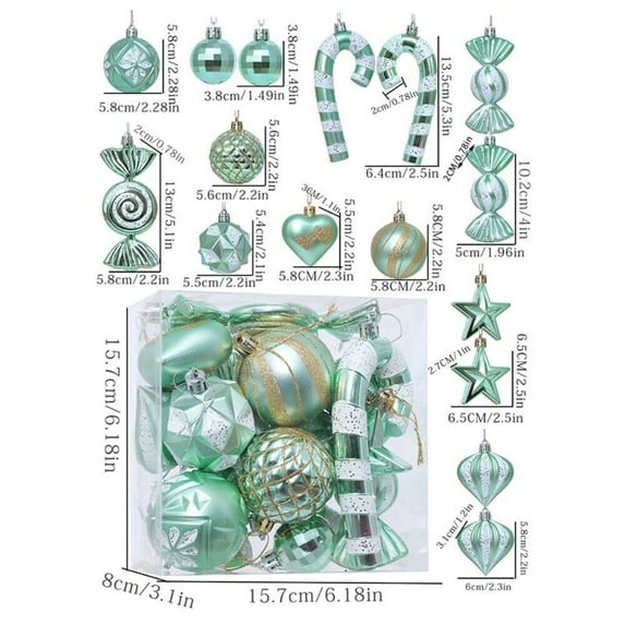 Heart Xmas Hanging Ball Set Star Merry Christmas Tree Decor Party Favors
