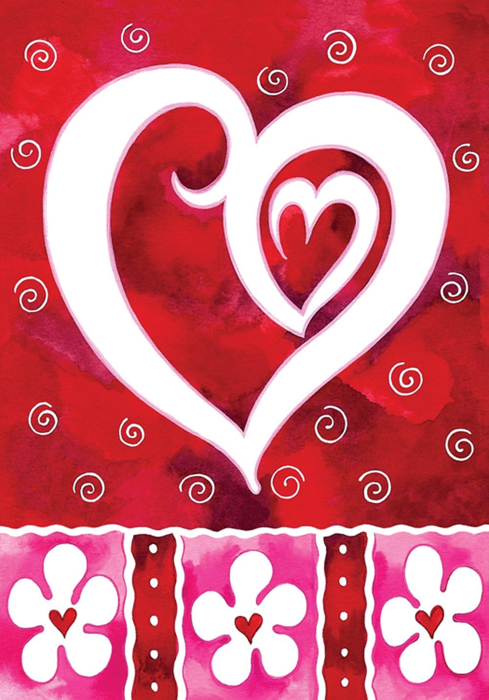 Heart & Flowers Valentine Flag 28x40 Inch Double Sided Valentine Garden
