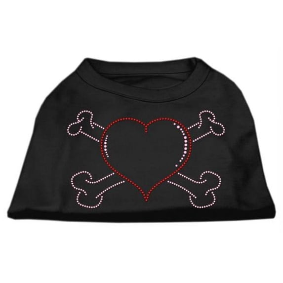 Heart and Crossbones Rhinestone Shirts Black XXL - 18