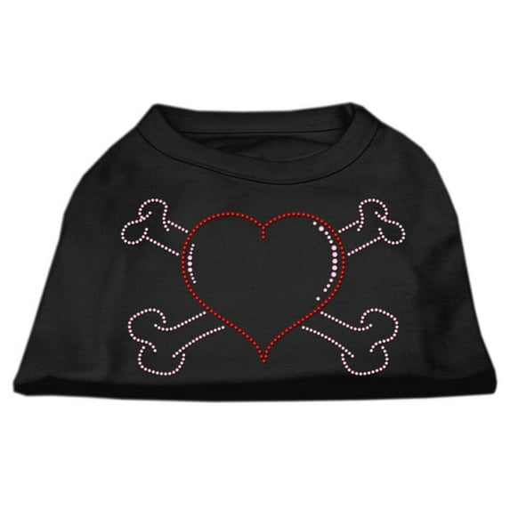 Pet Dog and Cat Shirt Rhinestone, "Heart Crossbones"