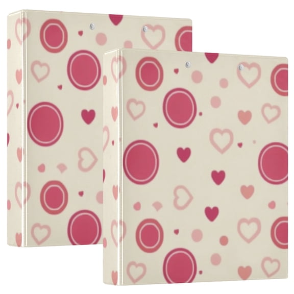 Heart and Dot 2 Pcs Hardcover 3 Ring Binder 1.5” Round Rings Letter Size Paper Pockets for School Office Supplies