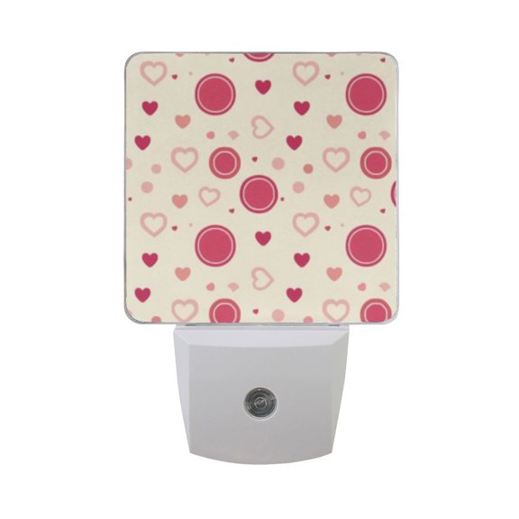 Heart and Dot Night Light 2 Pack LED Nightlight Plug into Wall Dusk to Dawn Sensor Soft White