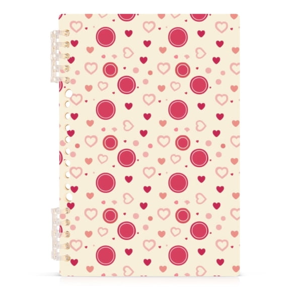 Heart and Dot Notebooks 1-subject Journal 60 Sheets A5 College Ruled Paper Detachable Ring 8.3"x5.7"