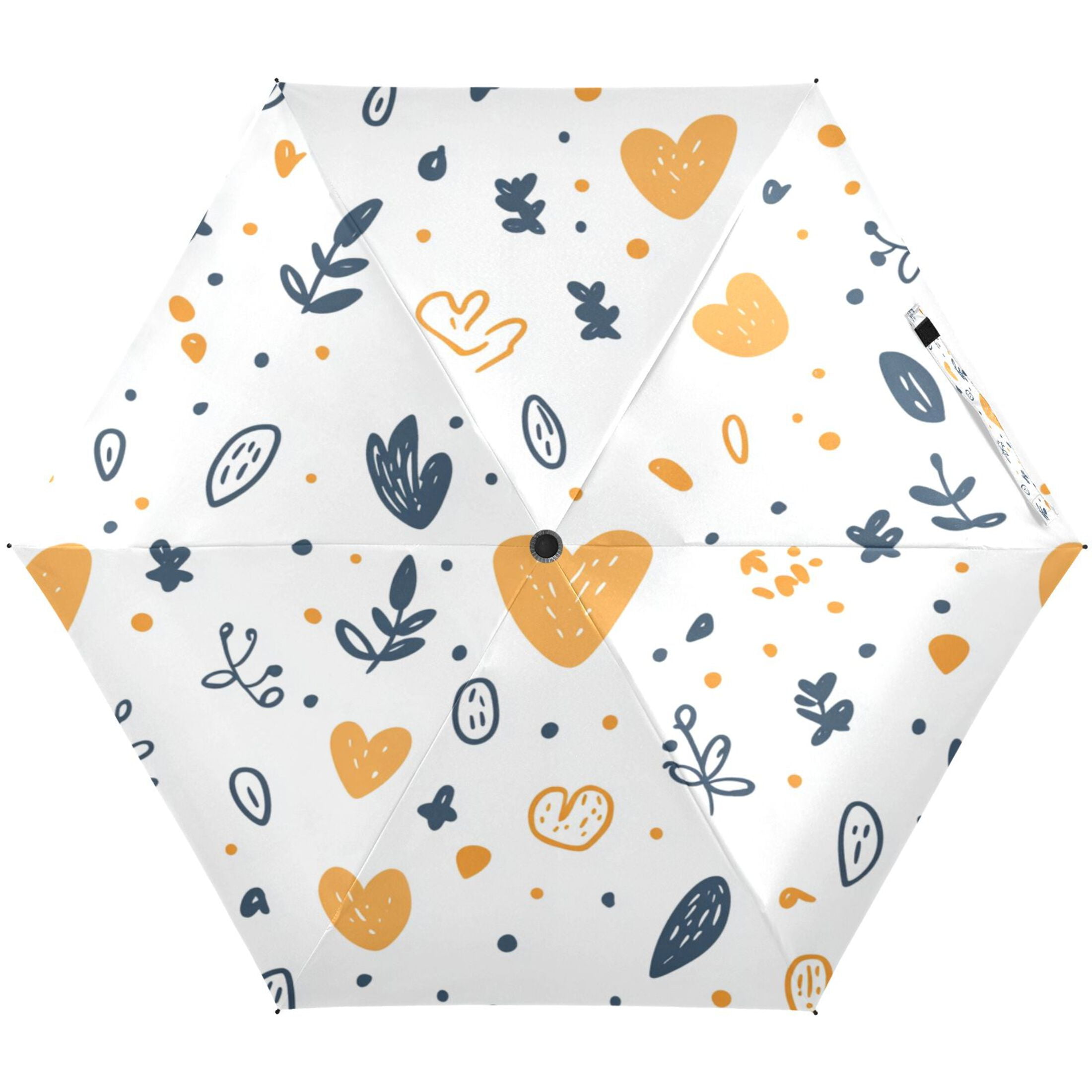 Heart and Leaf Pattern Umbrellas for Sun Auto Open Close UV50+ Waterproof 5-Fold Compact Fiberglass Frame