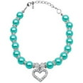 thumbnail image 1 of Heart and Pearl Necklace Aqua Lg (10-12), 1 of 2
