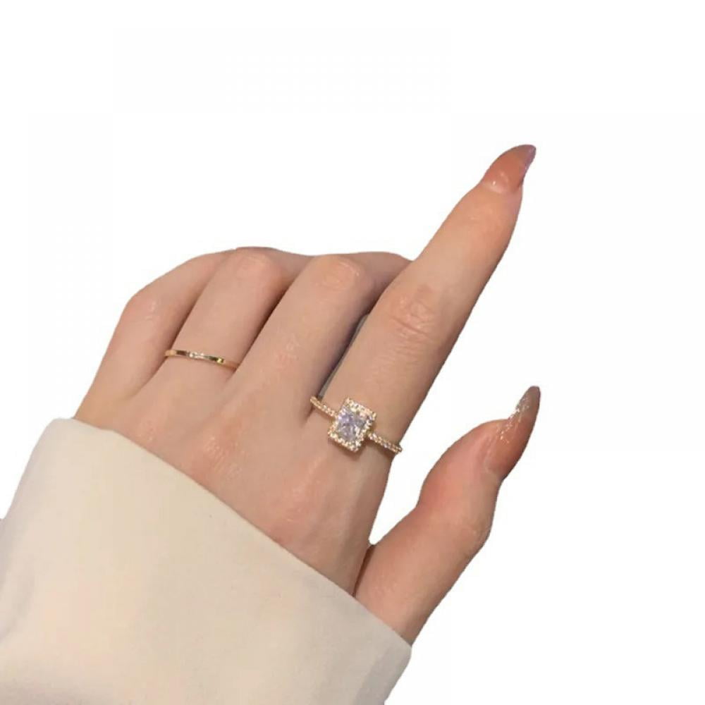 Heartbeating Light Luxury Zircon Super Flash Ring Ins Niche Design