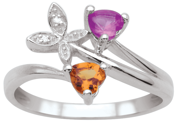 Heart & Butterfly Personalized Birthstone Ring by Jewlster
