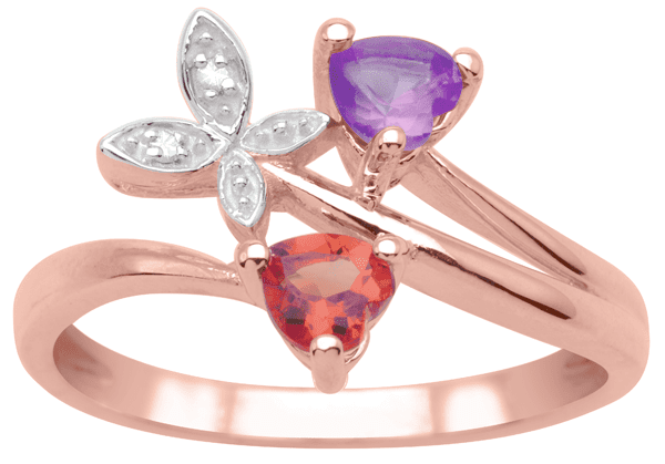 Heart & Butterfly Personalized Birthstone Ring in 14k Gold by Jewlster