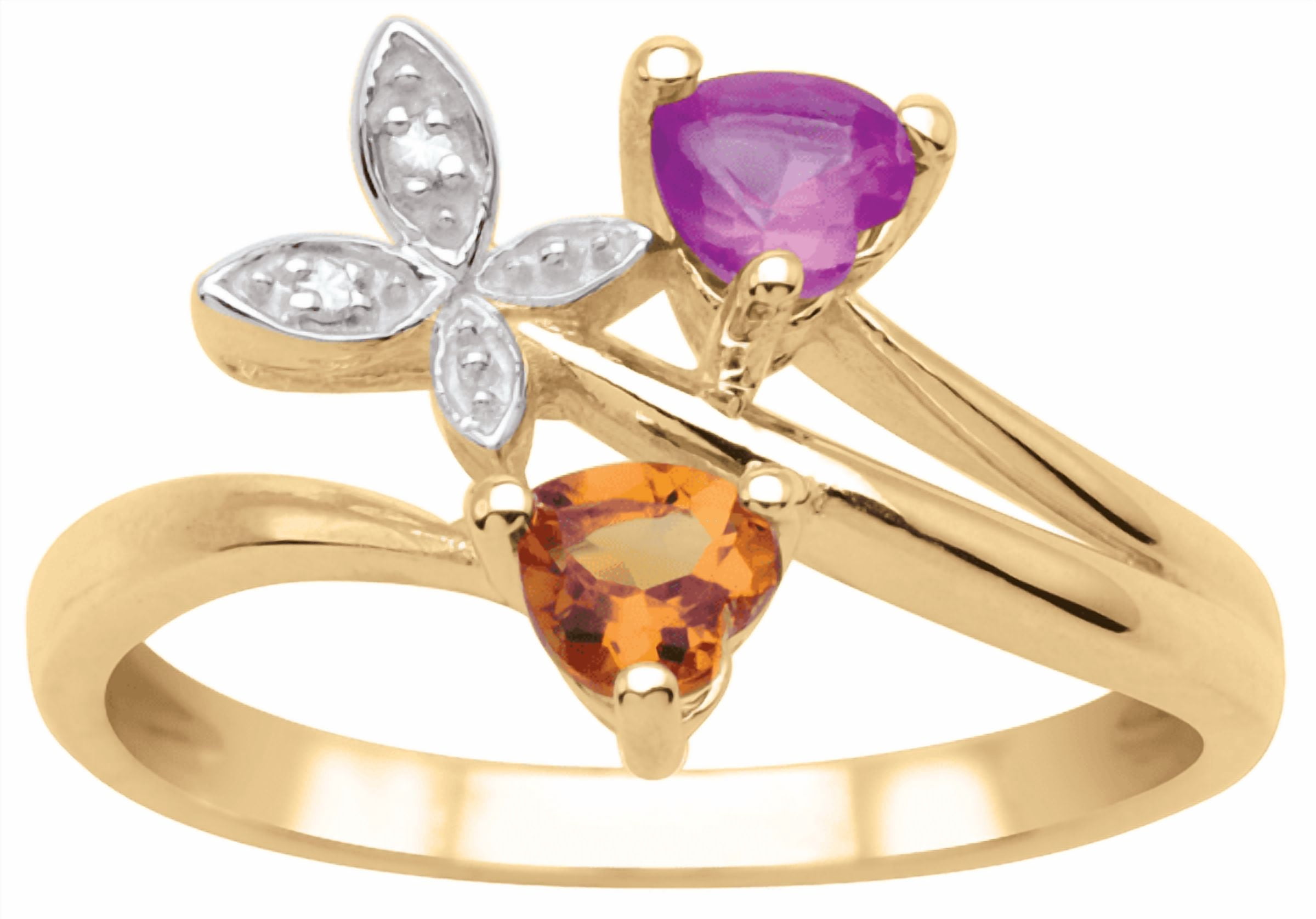 Heart & butterfly personalized birthstone ring by Jewelster