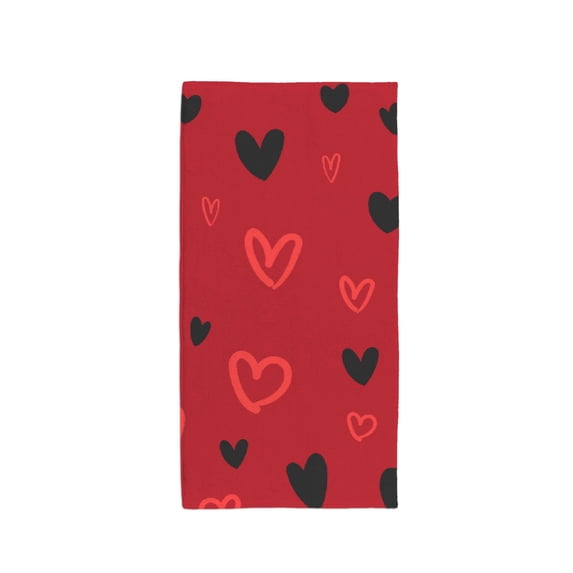 Heart doodles texture. Hand drawn valentine's day pattern. Hearts background. Bath Towel Absorbent Soft Decoration Hand Tower Multiuses for Bathroom Hotel Gym Spa Beach 30 x 15 inch