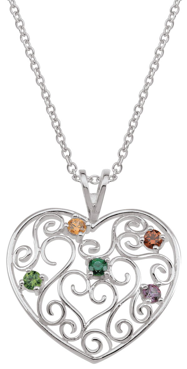 Jewlster Sterling Silver Filigree Heart Pendant Necklace