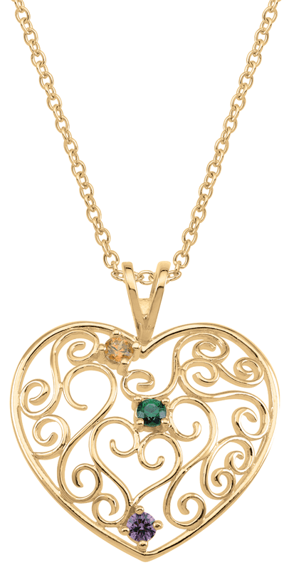 Heart Filigree Necklace in 10k Gold with Cable Chain