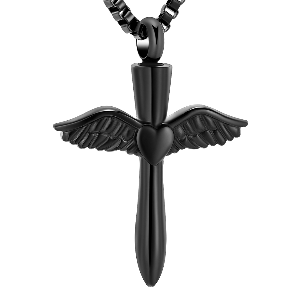 Personalized Heart Urn Necklace For Ashes, Memorial Necklace, Custom Cremation Urn With Angel Wing, Loss Sympathy Memory Keepsake