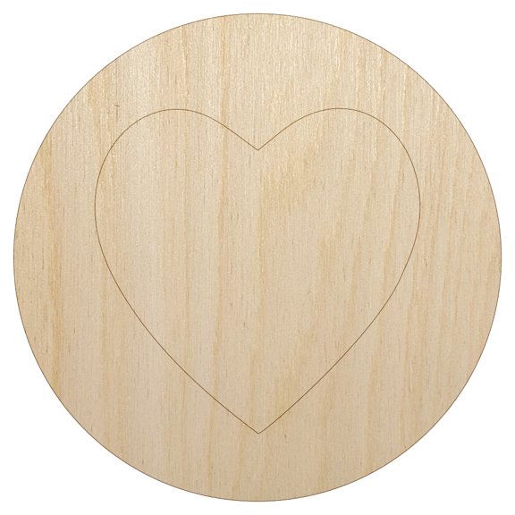 Heart in Circle Wood Shape Unfinished Piece Cutout Craft DIY Projects - 4.70 Inch Size - 1/8 Inch Thick