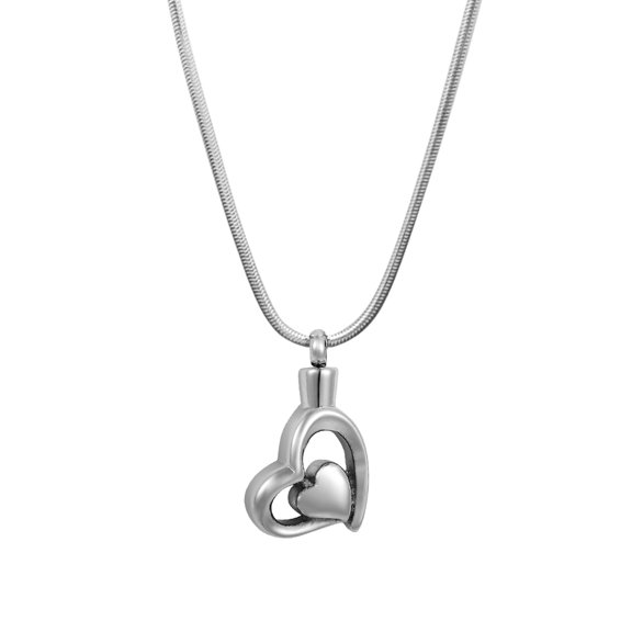 Heart in Heart Memorial Jewelry Ashes Holder Container Cremation Urn Necklace for Ashes Cremation Jewerly with FREE Funnel Kit and Gift Box