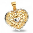 thumbnail image 1 of Heart in Heart Pendant Solid 14k Yellow White Gold Love Charm Diamond Cut Polished Two Tone 15 x 17 mm, 1 of 1