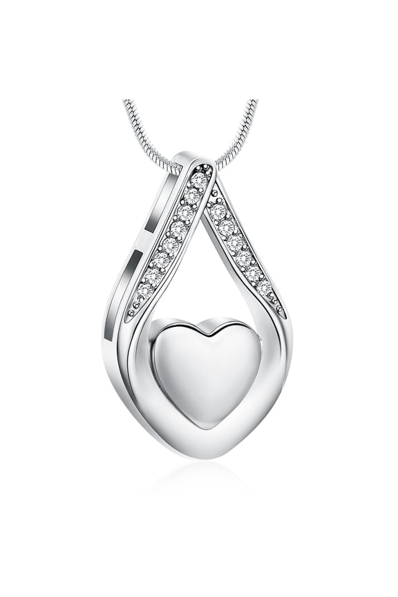 Heart in Teardrop Memorial Cremation Jewelry for Ashes Holder Necklace for Ashes of Loved One for Women