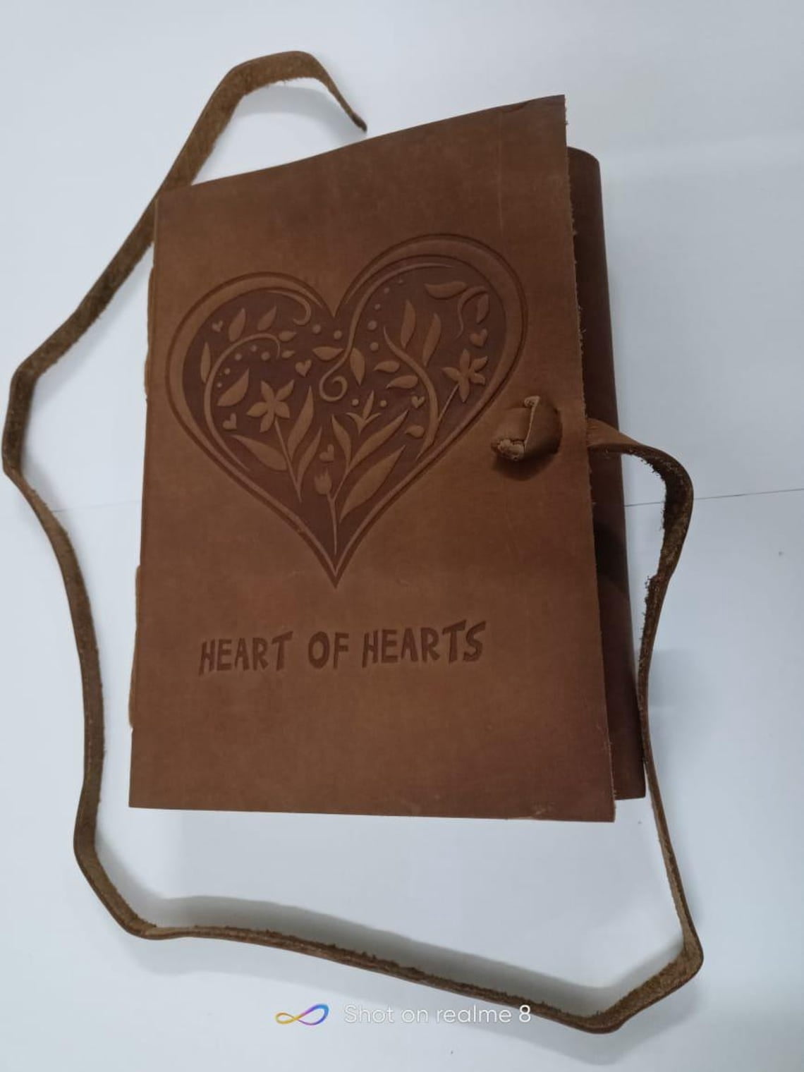Heart of Heart Leather Diary, Brown Colour Antique Leather Bound Notepad for Men and Women 5x7 Inch Gift for Someone Special 240 Page