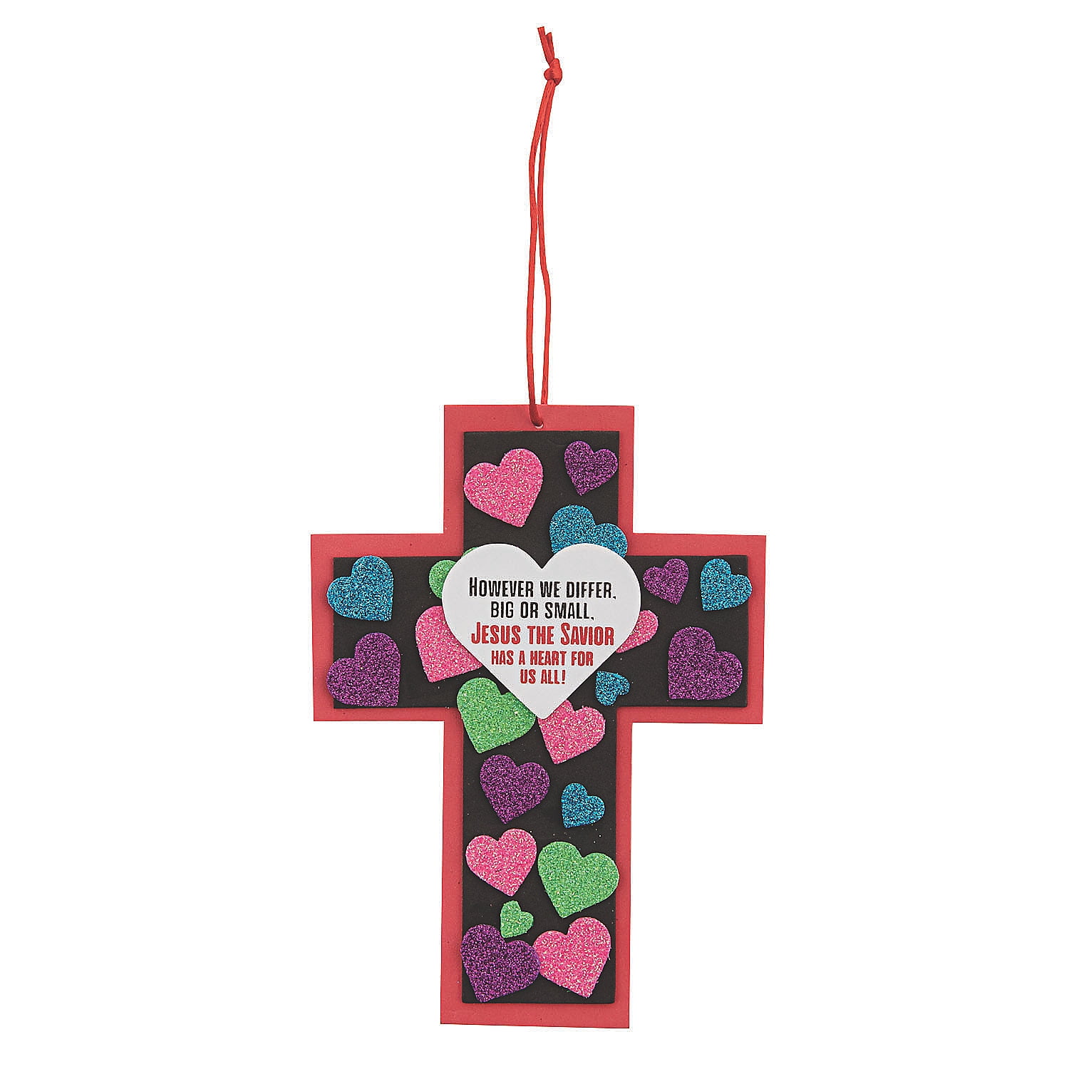 Heart of Jesus Cross Craft Kit, Craft Kits, Sign Decoration Craft Kits, Hanging Decor Craft Kits, Valentine's Day, 12 Pieces, Multicolor